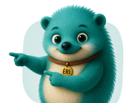 Mascota Eri señalando el ejemplo de ahorro en la factura